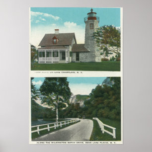 Póster Vista do farol de Champlain do lago