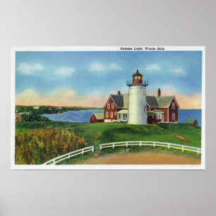 Póster Vista do farol de Nobska, furo das madeiras