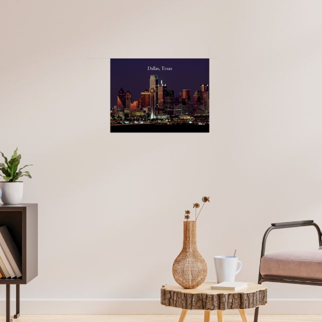 Poster vista do horizonte de Dallas, Texas, (Sala de Estar 3)