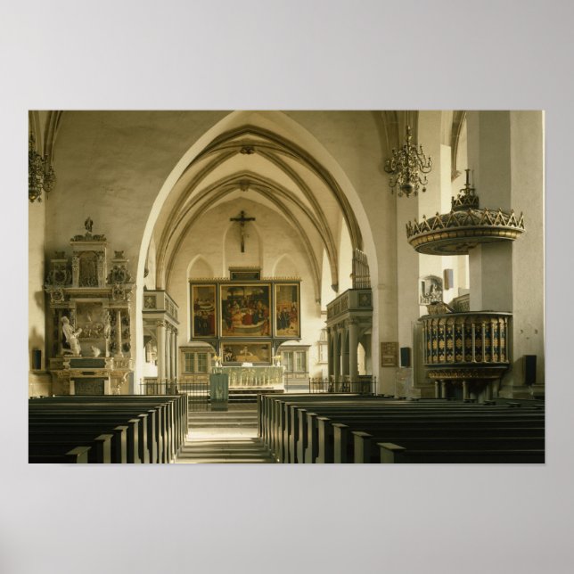 Póster Vista do interior da igreja com (Frente)