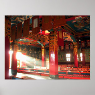 Póster Vista do interior de um mosteiro budista tibetano