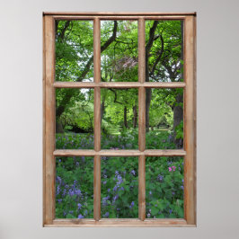 Póster Vista do Jardim Bluebell de uma Janela