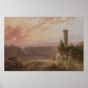 Póster Vista do lago Nemi no por do sol