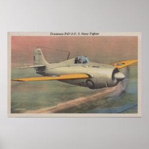 Póster Vista do lutador do marinho de Grumman F4F-3-U.S.