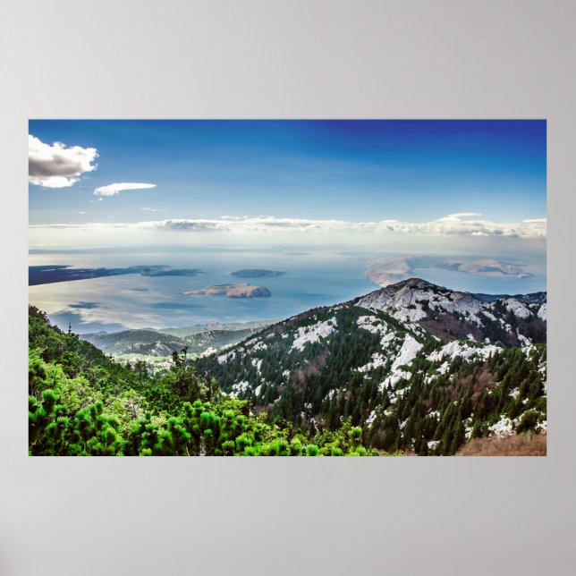 Poster Vista do mar das montanhas (Frente)