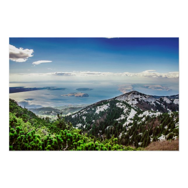 Póster Vista do mar das montanhas (Frente)
