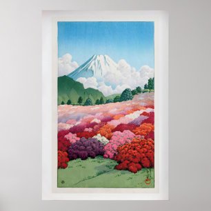 Poster Vista do Mt. Fuji de um Jardim de Azaléia por Kawa