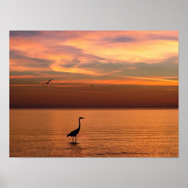 Póster Vista do Oceano no Sunset (Frente)