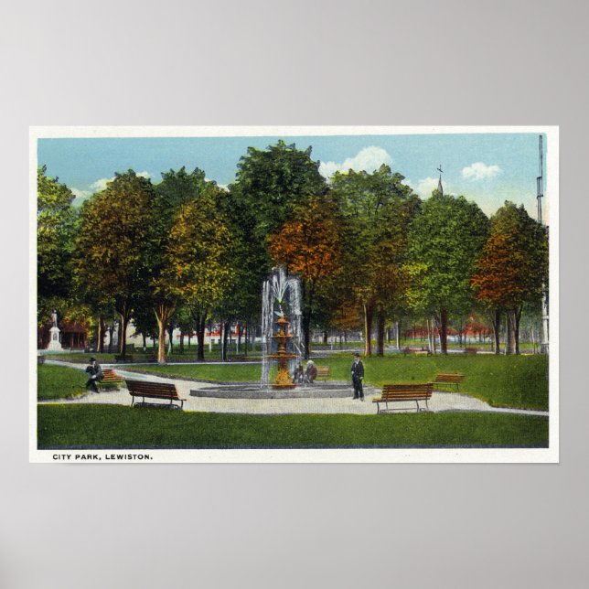 Póster Vista do Parque da Cidade e Fonte (Frente)