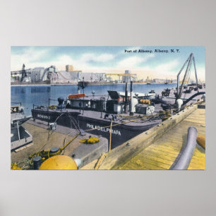 Póster Vista do porto de Albany, SS Iroquois dentro