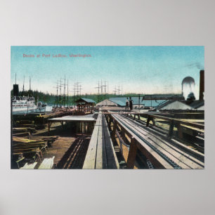 Póster Vista do porto Ludlow DocksPort Ludlow, WA
