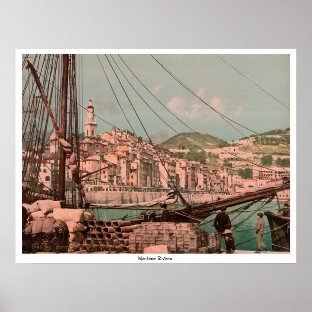 Póster Vista do porto, Mentone, Riviera (Frente)