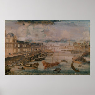 Poster Vista do Seine, o Galerie grandioso do Louvre