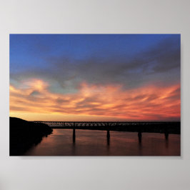 Poster Vista do Sol com O Caminho sobre o Rio Hudson