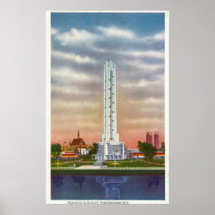 Poster Vista do termômetro gigante de Texaco
