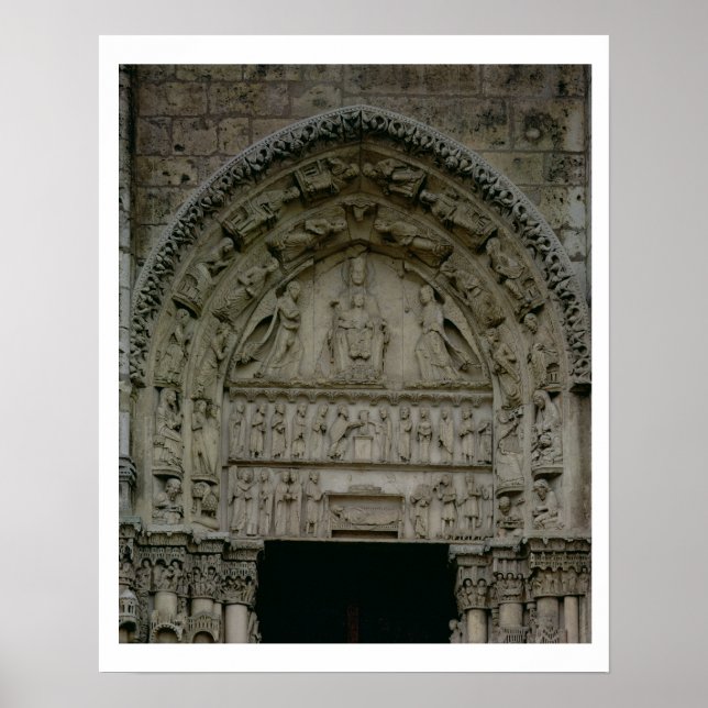 Póster Vista do tímpano que representa a Madonna e o Chi (Frente)