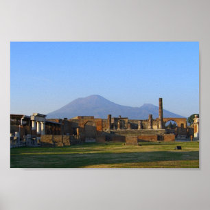 Poster Vista do Vesúvio sobre as ruínas de Pompeii
