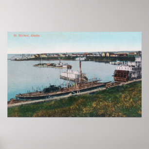 Póster Vista dos navios no DockSt. Michael, AK