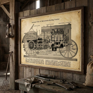 Poster Vista em corte de um trator de 1913