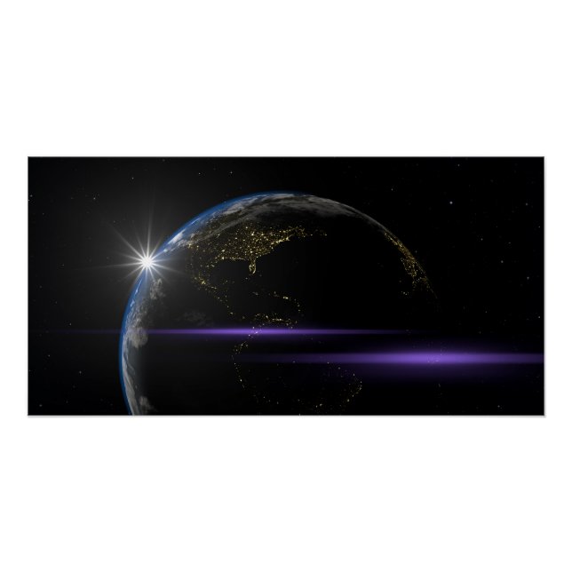 Póster Vista Espacial da Terra Planeta (Frente)