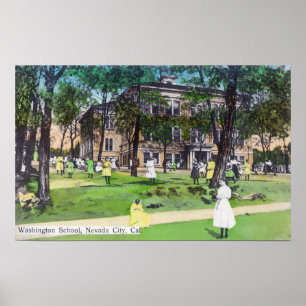 Póster Vista exterior da escola de Washington