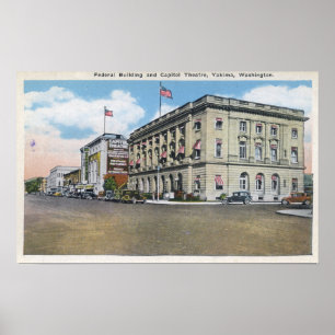 Poster Vista exterior de Bldg federal, teatro do