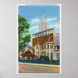 Poster Vista exterior de pouca igreja em torno do