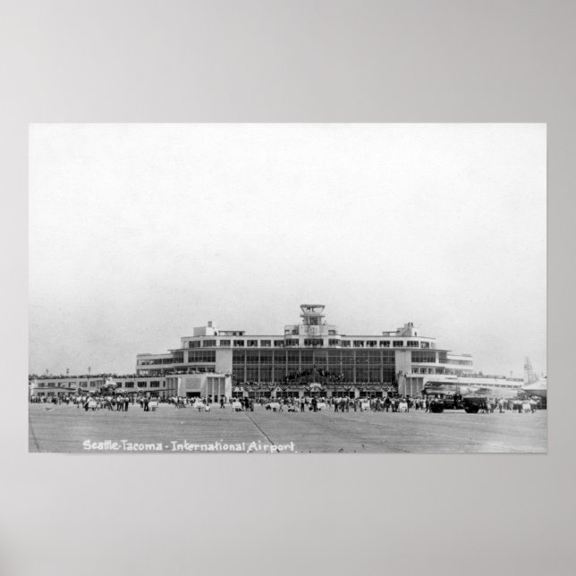 Póster Vista Exterior do Aeroporto de Seattle-Tacoma Int' (Frente)