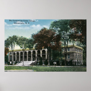 Póster Vista exterior do ginásio da faculdade da união