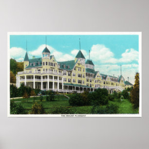 Poster Vista exterior do hotel agradável da montagem