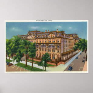 Póster Vista exterior do hotel dos E.U.