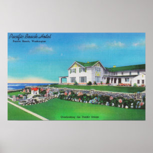 Póster Vista exterior do hotel pacífico da praia