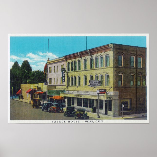 Póster Vista Exterior do Palace HotelUkiah, CA (Frente)