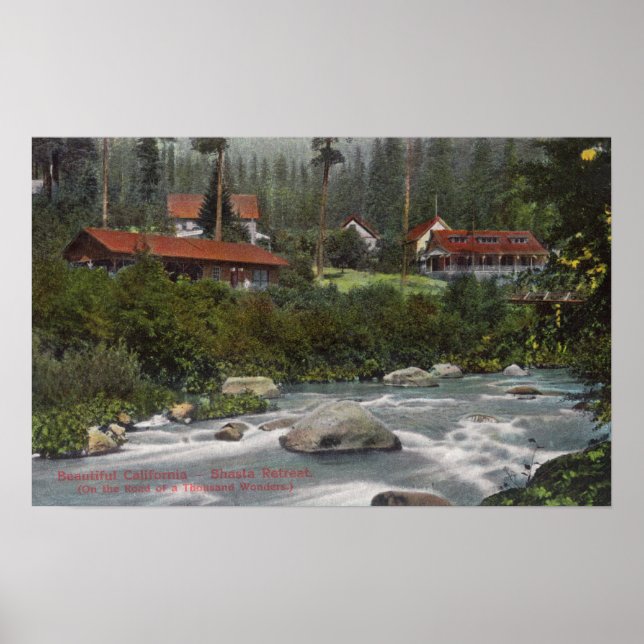 Poster Vista Exterior do Shasta RetreatMt. Shasta, CA (Frente)