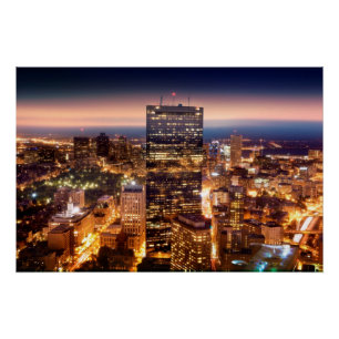 Póster Vista geral de Boston na noite