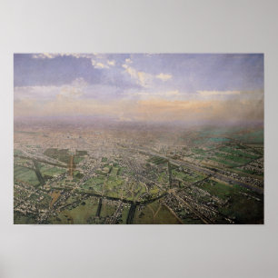 Poster Vista geral de Paris de um balão de ar quente