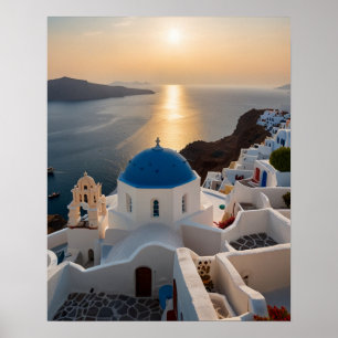 Poster Vista impressionante de Santorini