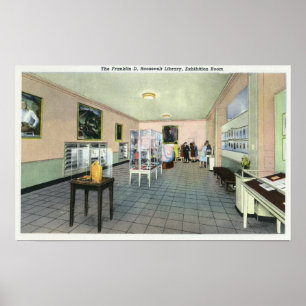 Póster Vista interior da biblioteca do FDR, exposição
