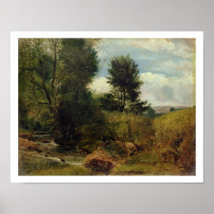 Póster Vista no rio Sid, perto de Sidmouth, c.1852 (óleo