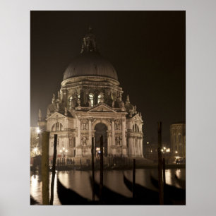 Poster Vista noturna através da água de San Giorgio Maggi