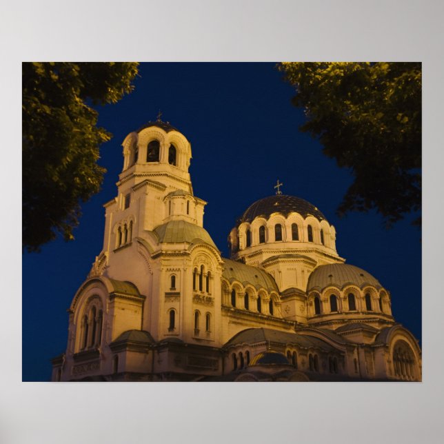 Poster Vista noturna da Catedral de Alexander Nevski (Frente)