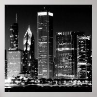 Vista noturna da famosa paisagem urbana de Chicago