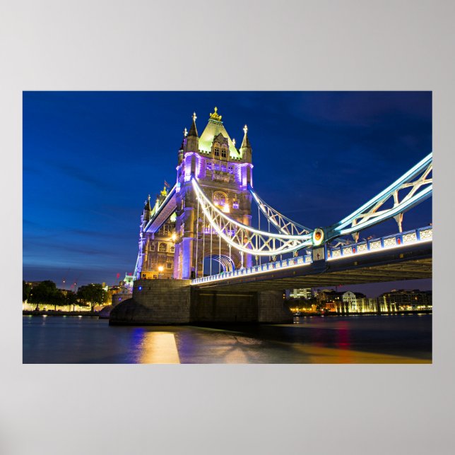 Poster Vista Noturna da Tower Bridge de Londres (Frente)