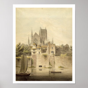 Poster Vista ocidental da catedral de Worcester, 1798