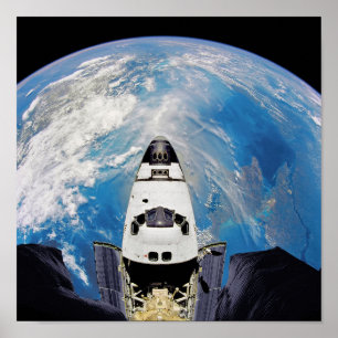 Póster Vista Olho de Peixe Ônibus Espacial Atlantis Órbit