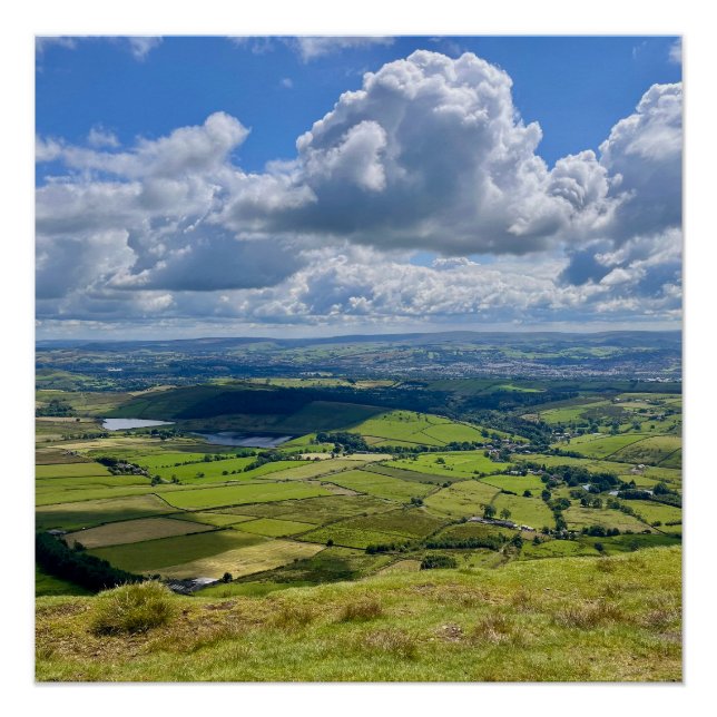 Póster Vista pacífica de Pendle Hill.. (Frente)