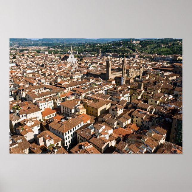 Poster Vista panorâmica aérea de Florença - Toscana, Itál (Frente)