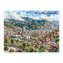 Vista panorâmica de Medellín, Colômbia Arte em Aqu