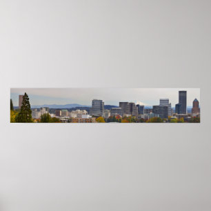 Póster Vista panorâmica de Portland do centro Oregon na