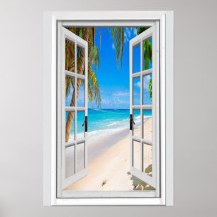 Poster Vista personalizada vertical da praia e do oceano